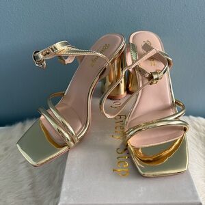 Ribongz Strappy Gold Formal Prom Wedding Shoes